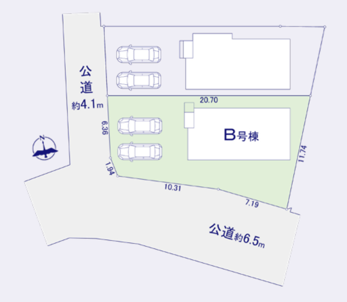 横浜市港南区上永谷3丁目 新築戸建て【仲介手数料無料】カースペース2台の区画図