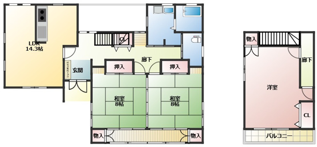 【間取り】 | 加古川市加古川町大野　中古戸建 | 3LDKですが、2F洋室が2部屋にすることができます。
