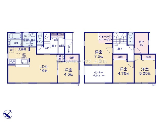 鴻巣市松原　新築戸建　リーブルガーデン05の間取り|4LDK