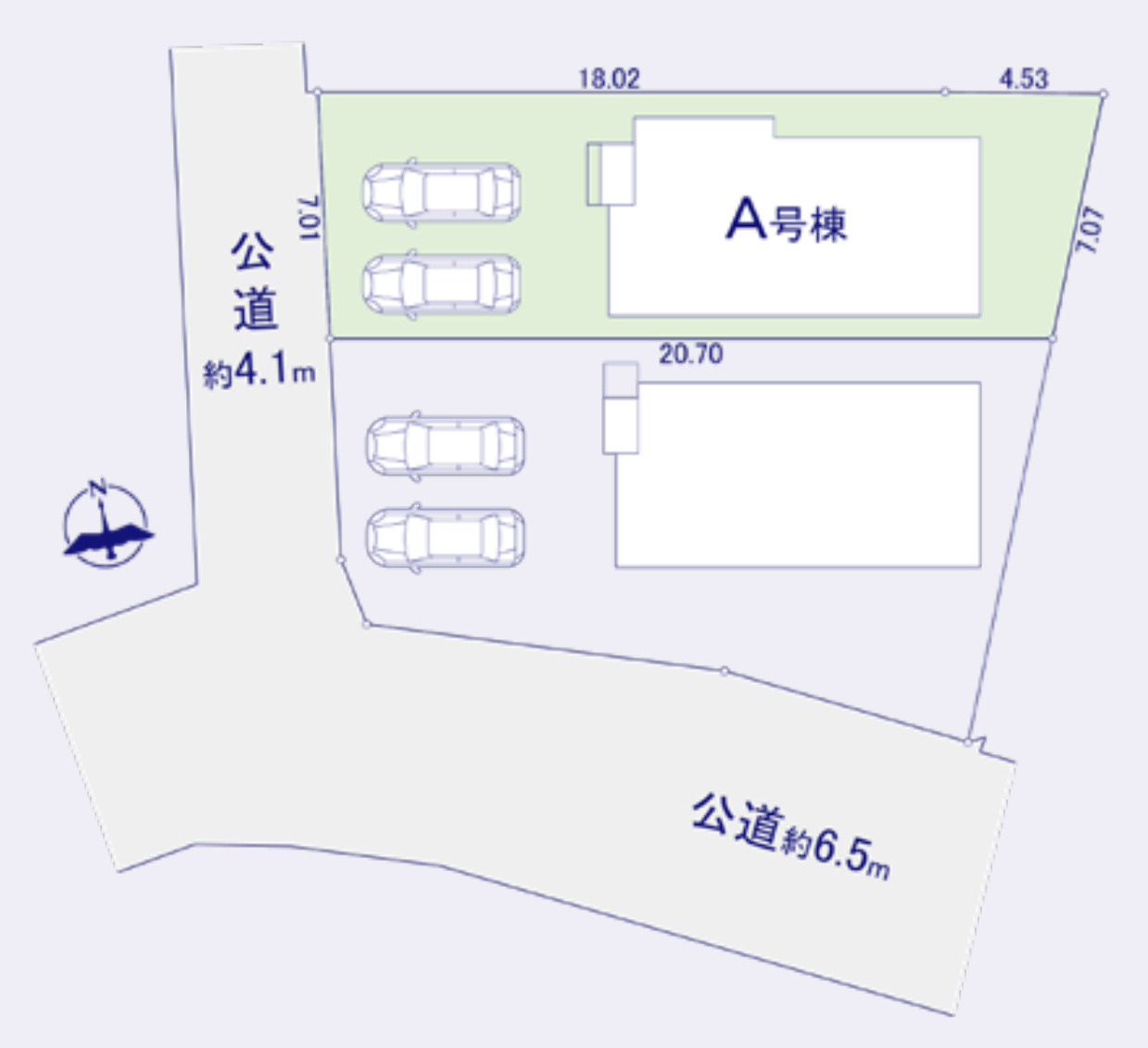 横浜市港南区上永谷3丁目 新築戸建て【仲介手数料無料】カースペース2台の区画図