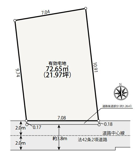 【区画図】 | 中野区沼袋４丁目　売地 | 土地面積72.65ｍ2の建築条件無売地登場です！