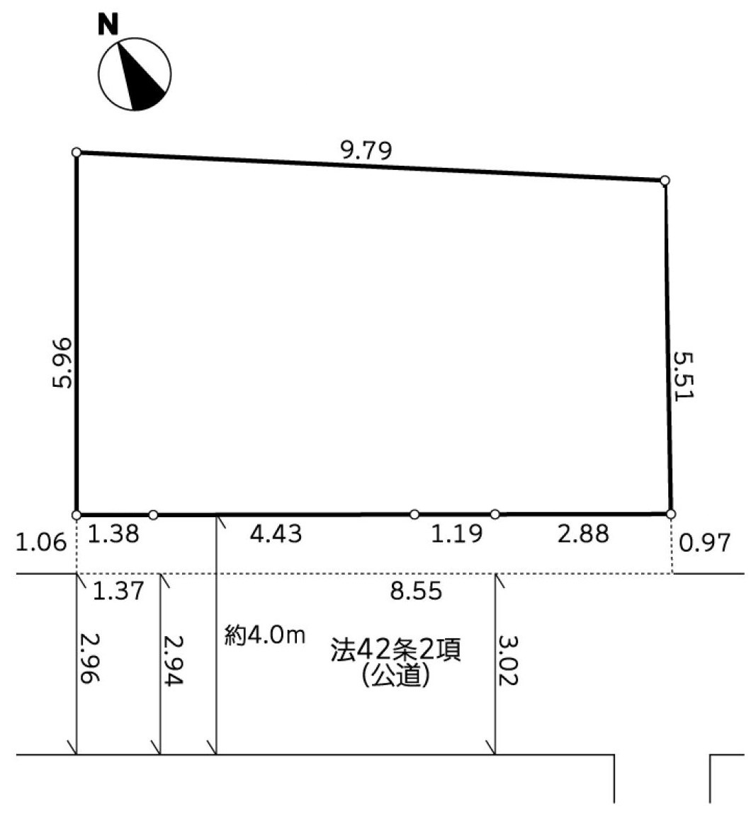 海まで徒歩2分！潮の香りがする場所にある売地の土地図