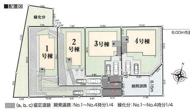 自然と調和する鎌倉二階堂の新築住宅の区画図