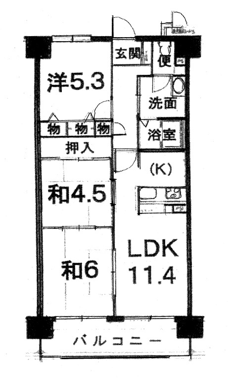 サンライズマンション岩出Ⅴ弐番館の間取り