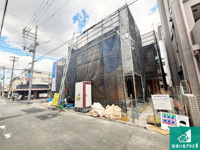 大阪市生野区田島　第4期　新築一戸建ての外観|周辺は落ち着いた街並みの住宅地！子育てがしやすい住環境です！まだ未完成ですが、現地でしかわからない事もございます。是非一度ご覧ください。