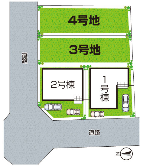 大阪市生野区田島　第4期　新築一戸建ての区画図|全4区画