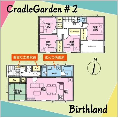 新築戸建・新築建売　太田市新田木崎町第10　木崎小・木崎中の間取り|５LDKと部屋数が多く居室としては勿論、他にも使い道としても色々選べる間取りです！
