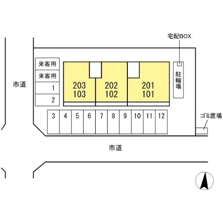 熊本市中央区平成１丁目のアパートの区画図