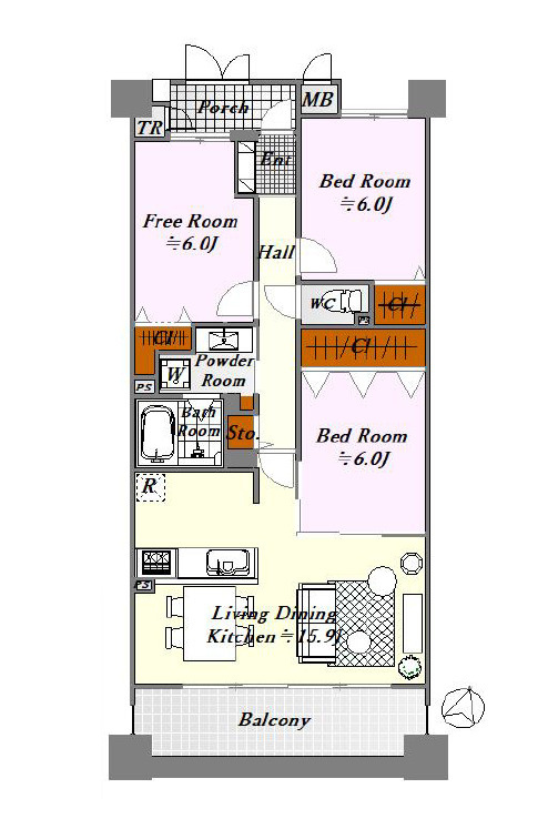 須磨シーサイドヒルズⅡの間取り