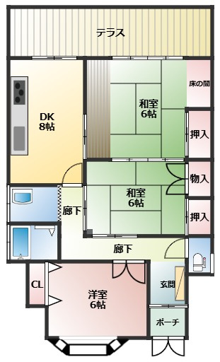 【間取り】 | 北出島平屋