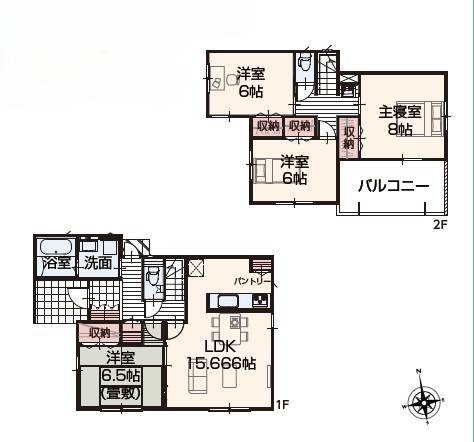 いろどりアイタウン小山市粟宮22-P1　１６号棟の間取り|建物面積：102.67㎡（30.99坪）～４LDK～