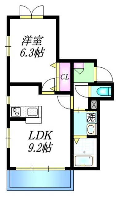 カサ・デ・オリーバＲの間取り|★オールフローリング　エアコン２基★