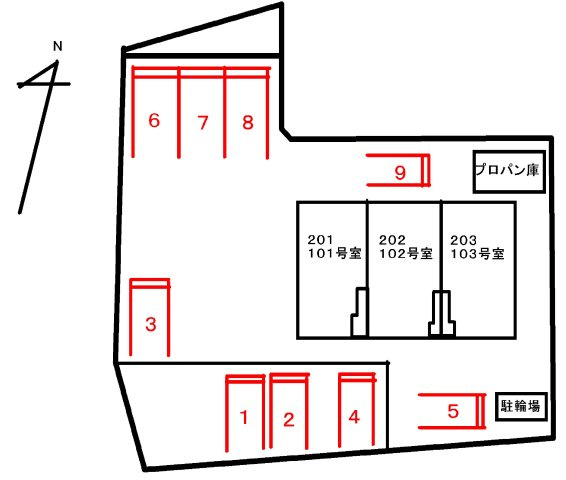 エスポワール　吉野の区画図|駐車場