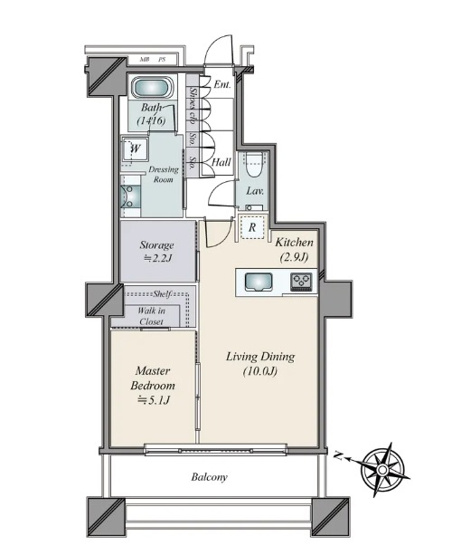 【間取り】 | ★仲介手数料半額★TOKYO RESIDENCE (南東向き9階部分　陽当たり・眺望良好）