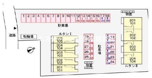 花巻市里川口町のアパート|配置図