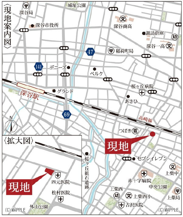 新築戸建・新築建売　深谷市上柴町西第5　上柴西小・上柴中の地図