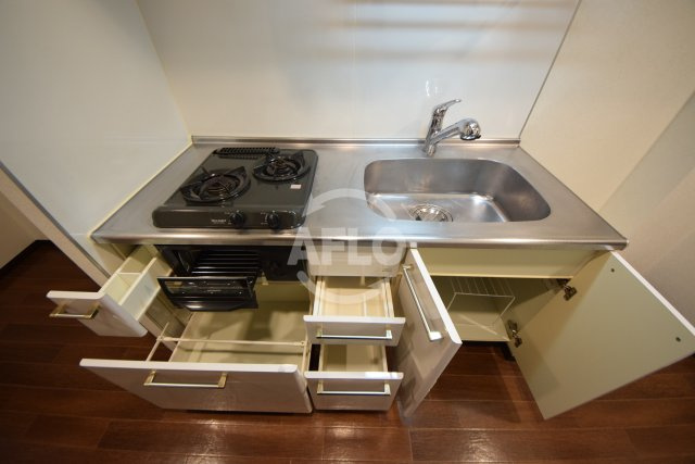 東小橋Ⅱ番館のキッチン|東小橋Ⅱ番館　グリル付き2口ガスコンロ