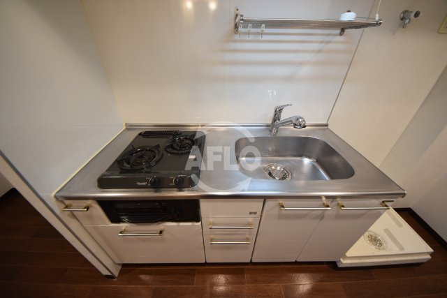 東小橋Ⅱ番館のキッチン|東小橋Ⅱ番館　　グリル付き2口ガスコンロ