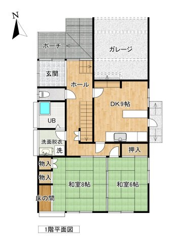 【中古住宅】山形市飯塚町戸建の間取り|1階平面図