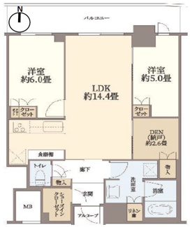 【間取り】 | 大阪ひびきの街ザ・サンクタスタワー | 【間取り】13階・2LDK北向き住戸☆SIC・納戸付きで収納豊富☆