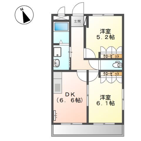 スカイヒルズ光　朝日の間取り