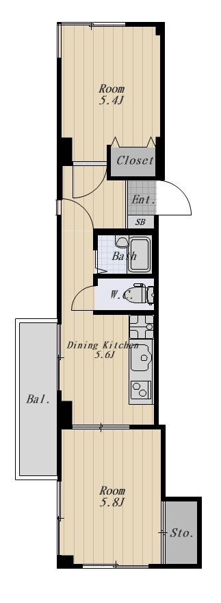 育進ビル 302号室の間取り