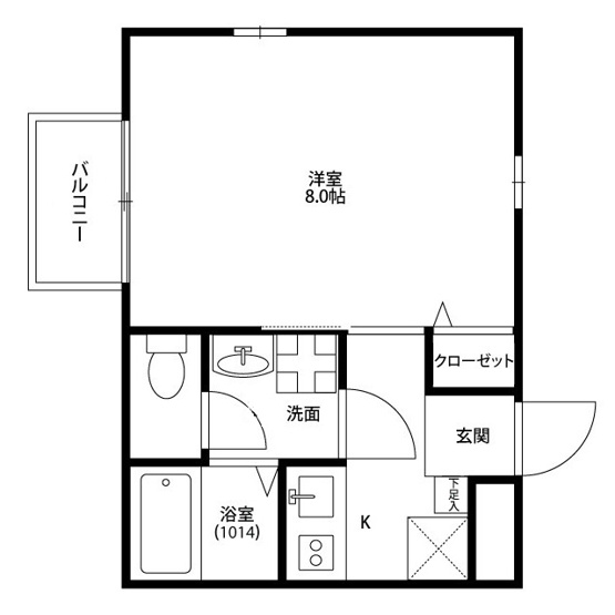 【間取り】 | アムールシュシュⅡ | 一人暮らしにぴったりの1Kの間取り！