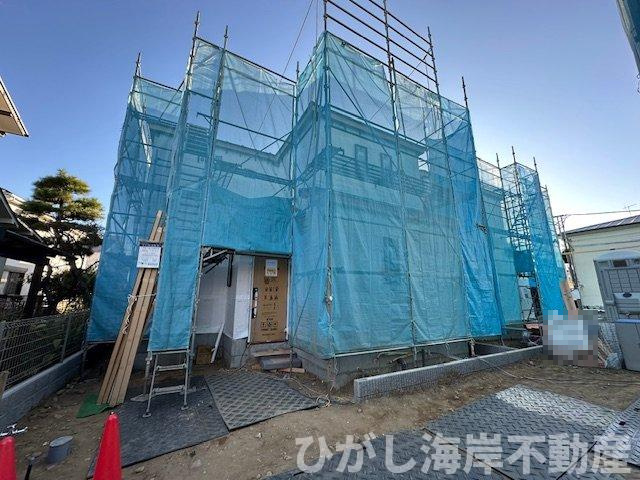 茅ヶ崎市美住町　新築戸建　全４棟の外観|1月31日撮影　建築中　現地外観