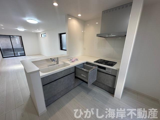 藤沢市鵠沼海岸7丁目　新築戸建　全３棟のキッチン|食洗器付きシステムキッチン