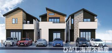 平塚市豊田宮下　新築戸建　全6棟の外観パース|4.5.6号棟イメージパスですので実際のものと少異なります  