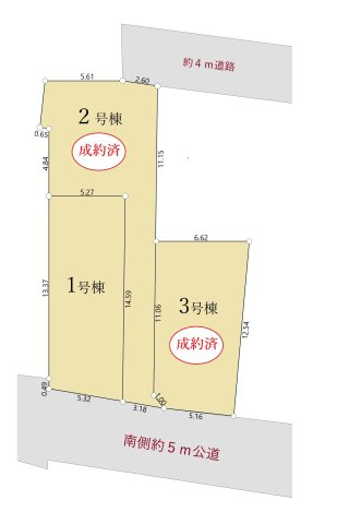 練馬区羽沢2丁目 限定1棟の区画図|ご好評につき最終1棟になりました
南側5ｍ×東側隣地通路に面する角地感覚の整形地
～陽当たり通風良好です～