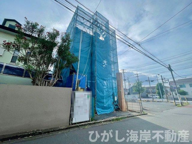 藤沢市辻堂東海岸1丁目　新築戸建の外観|8月9日撮影　建築中　現地外観