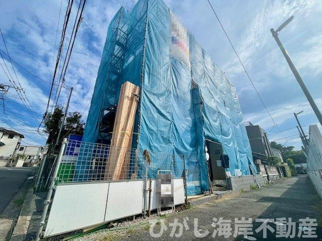 藤沢市辻堂東海岸1丁目　新築戸建の外観|8月9日撮影　建築中　現地外観