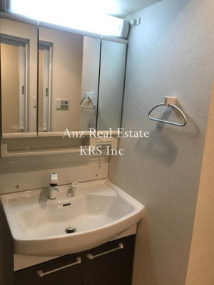 【洗面所】 | アーベル更紗北堀江 | シャワー付き三面鏡洗面台！