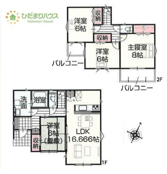 【間取り】 | つくば市高見原1丁目23-P1　新築戸建　10号棟 | パントリー完備で散らかりがちなキッチン回りもラクラクお片付けできちゃいます！