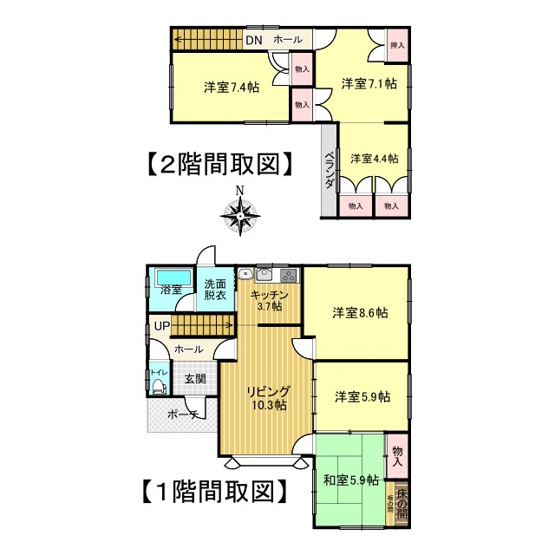 【間取り】 | 北見市花月町１１番地４、１１番３４８　中古売家