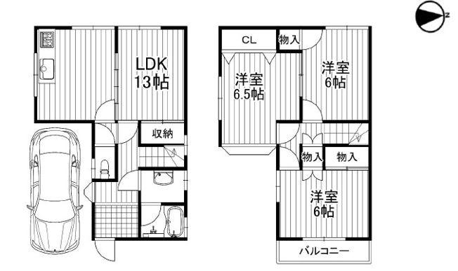 【間取り】 | 八尾市刑部4丁目戸建　刑部小学校区　近鉄恩智駅