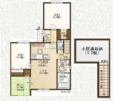 八王子市　大楽寺町　建築条件付き売地の参考プラン|～参考プラン2～