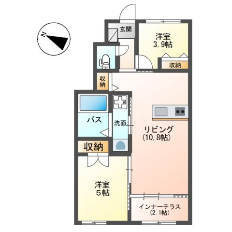 宗像市平井1丁目新築アパートの間取り