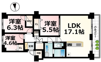 【間取り】 | ネオコーポ大津湖城が丘C棟