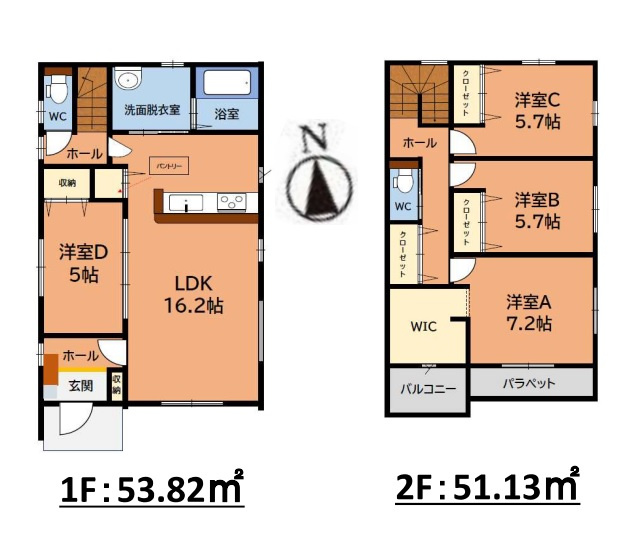 【間取り】 | 春日市弥生7丁目1期　2号棟（全3棟）【仲介手数料無料・0円】 | 平日、土日祝日もお好きな日時にご見学可能です。お気軽にお問合せ下さい。