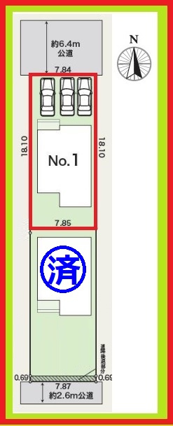 あま市甚目寺八尻の新築一戸建の区画図|◇１号棟・区画図◇　　