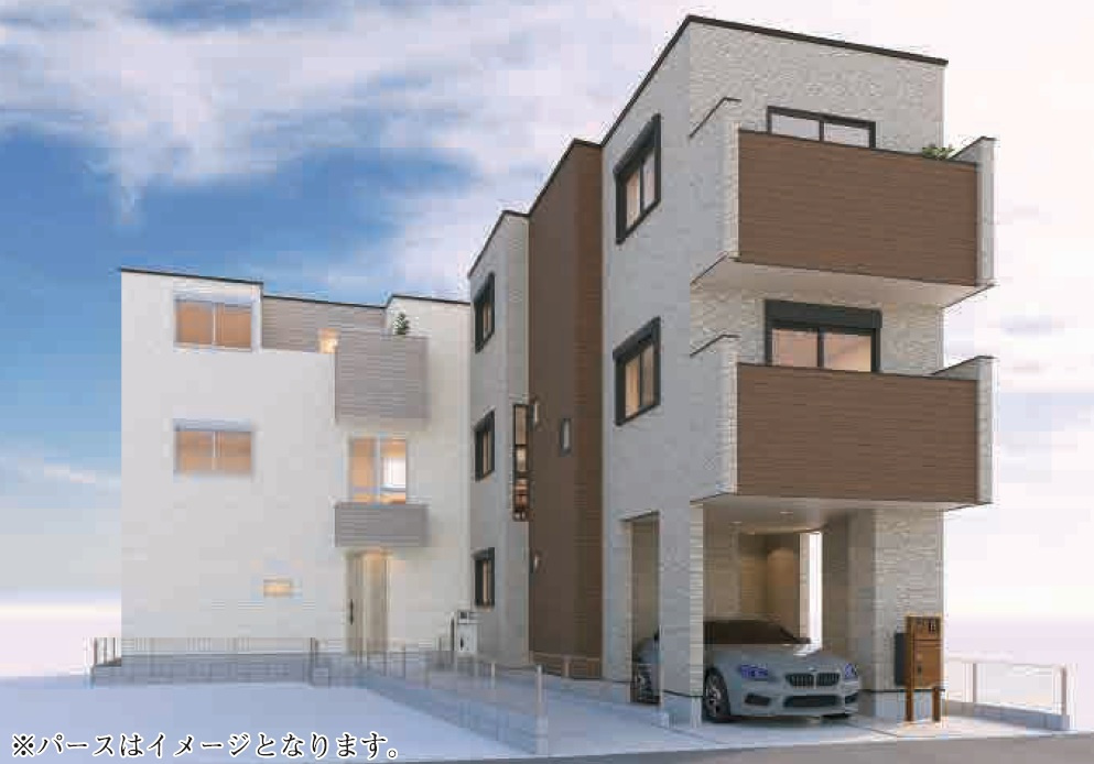 荒川区西尾久5丁目　新築戸建　全2棟の完成予想図|外観パース