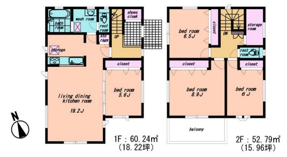 八王子市　兵衛　建築条件無し売地の参考プラン|～参考プラン1　ベーシックなプランです～