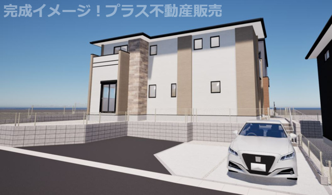 【外観】 | 糟屋郡篠栗町中央6丁目2期　1号棟（全3棟）【仲介手数料無料・0円】 | 完成イメージの外観パースです。