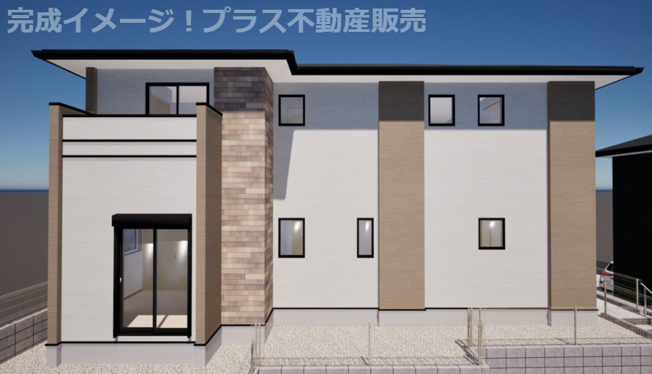 【外観】 | 糟屋郡篠栗町中央6丁目2期　1号棟（全3棟）【仲介手数料無料・0円】 | 完成イメージの外観パースです。