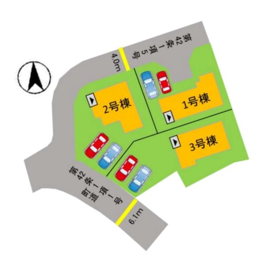 【区画図】 | 糟屋郡篠栗町中央6丁目2期　1号棟（全3棟）【仲介手数料無料・0円】 | 区画図です。1号棟
