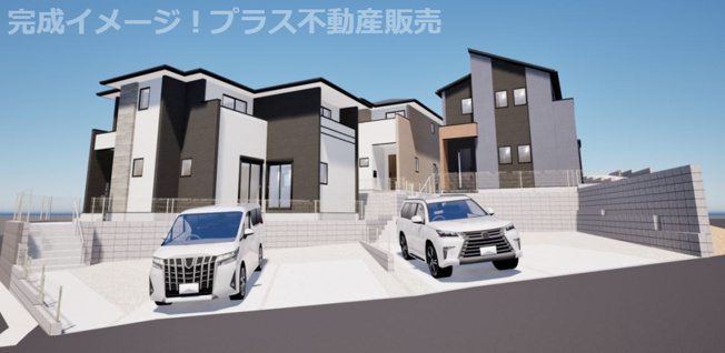 【外観】 | 糟屋郡篠栗町中央6丁目2期　2号棟（全3棟）【仲介手数料無料・0円】 | 完成イメージの外観パースです。