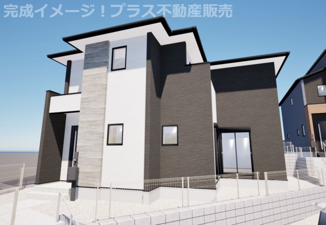 【外観】 | 糟屋郡篠栗町中央6丁目2期　2号棟（全3棟）【仲介手数料無料・0円】 | 完成イメージの外観パースです。