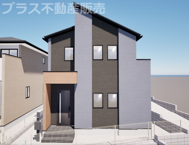 【外観】 | 糟屋郡篠栗町中央6丁目2期　3号棟（全3棟）【仲介手数料無料・0円】 | 完成イメージの外観パースです。